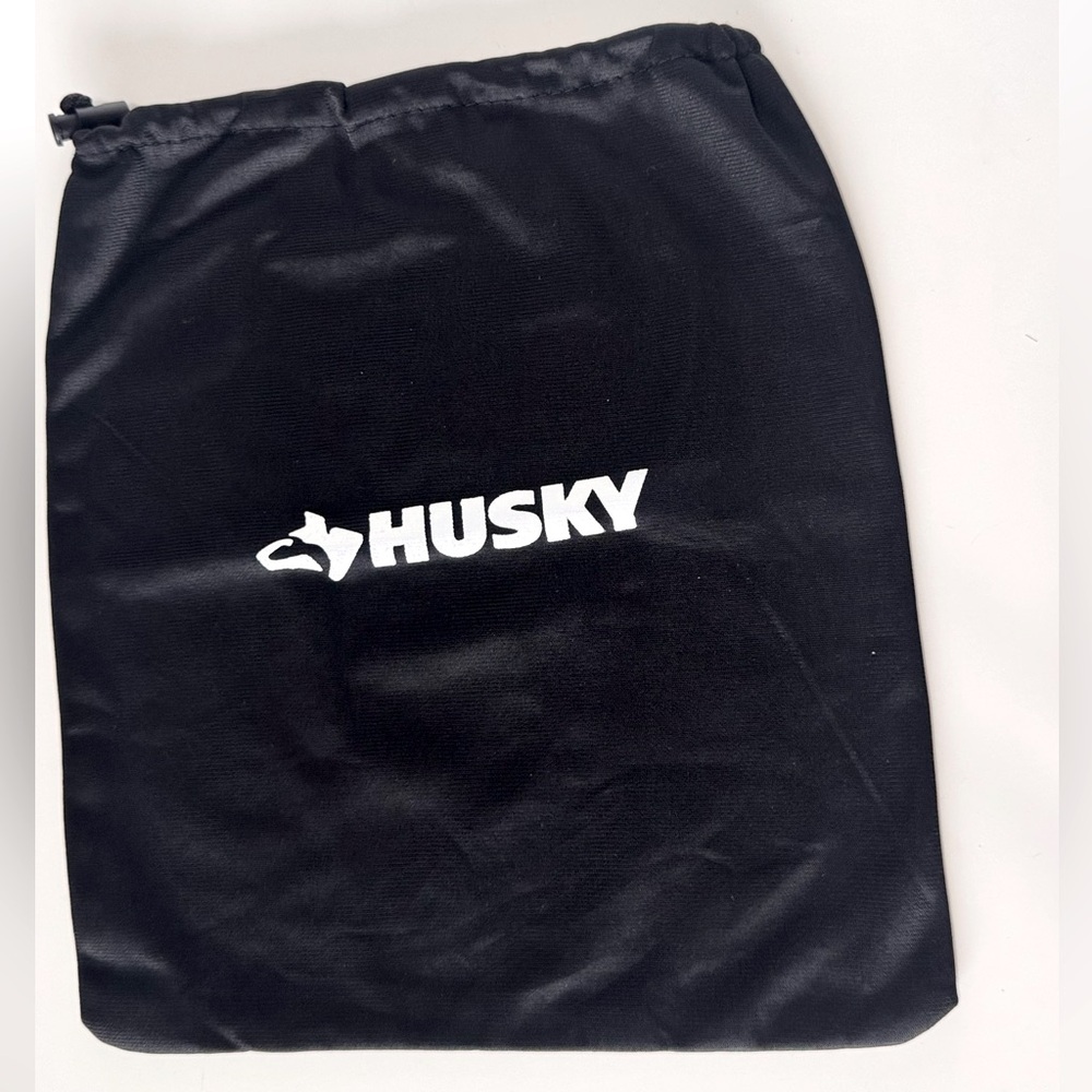 HUSKY Black Drawstring Bag with Logo 13”